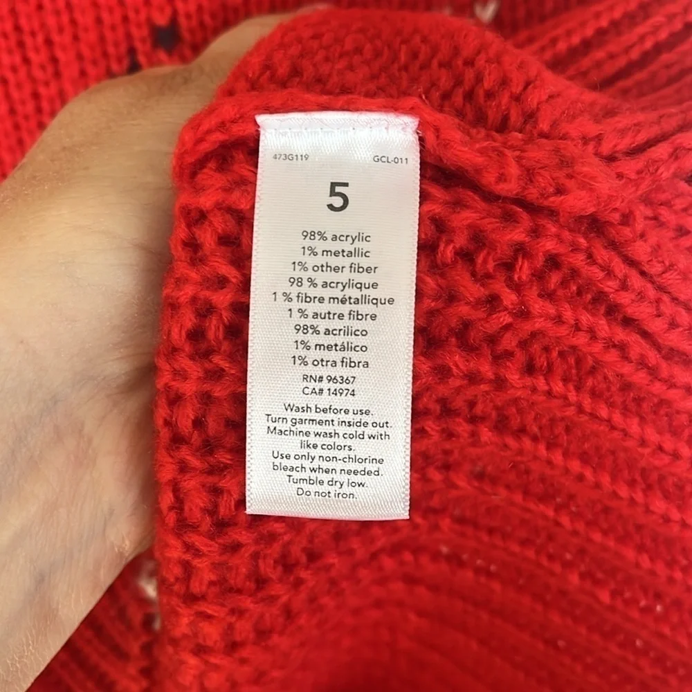 Brand New OshKosh B'Gosh Red Knit Sweater Crew Neck Diamond Design Christmas